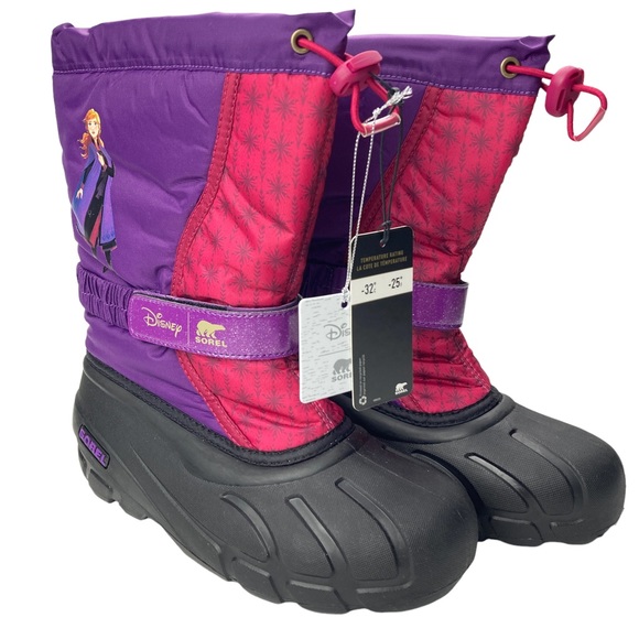 Sorel Disney rain boots Waterproof Little Youth Flurry Frozen 2 PURPLE, - Picture 1 of 13